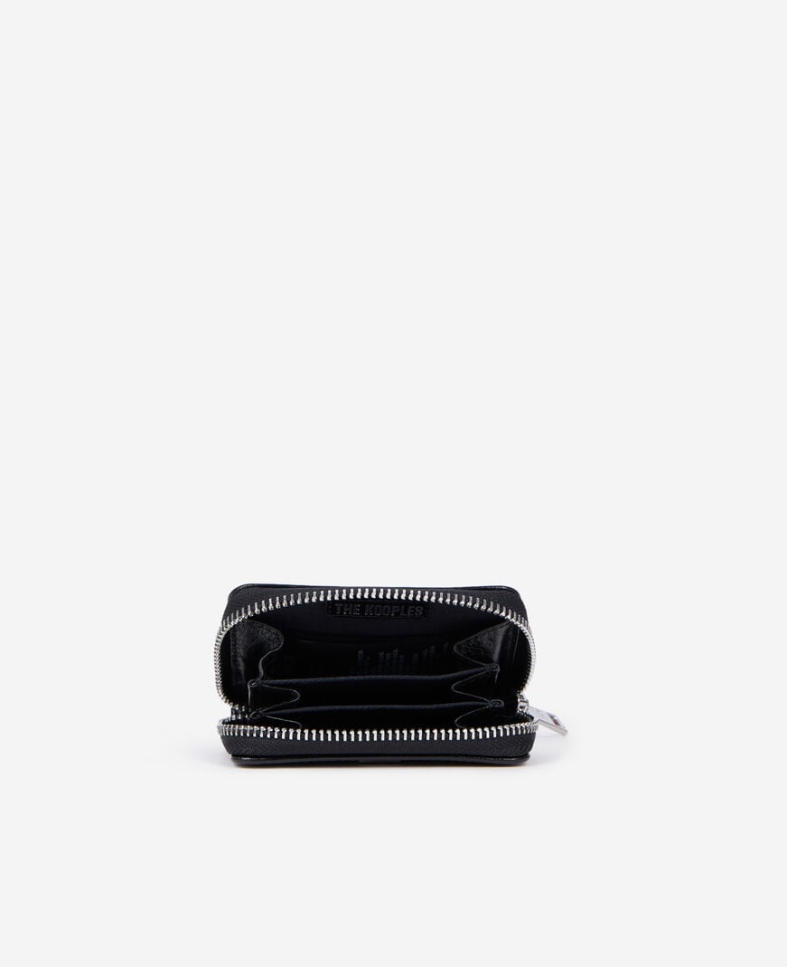 The Kooples MIXED BLACK black leather blazon coin purse