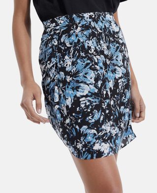 The Kooples FEMME BLUE WHITE jupe courte portefeuille soie imprimée