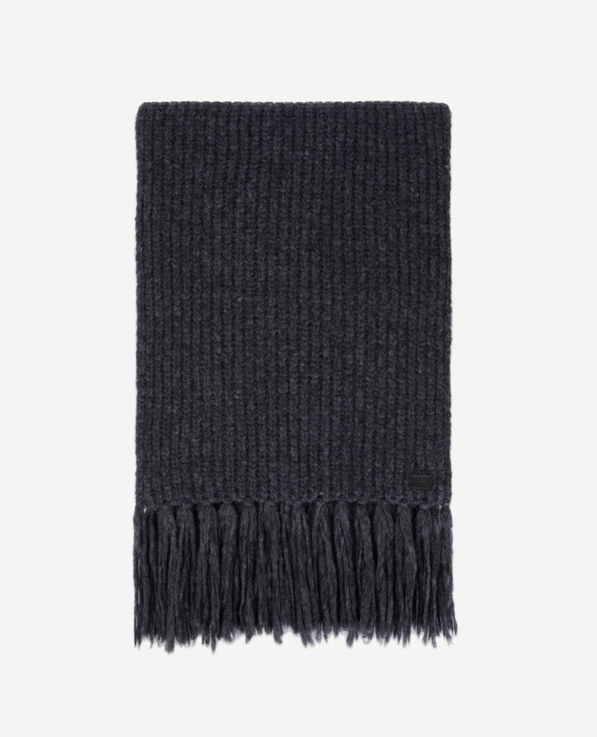 The Kooples F ANTHRACITE MELANGE grey ribbed wool-blend scarf