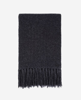 The Kooples F ANTHRACITE MELANGE grey ribbed wool-blend scarf