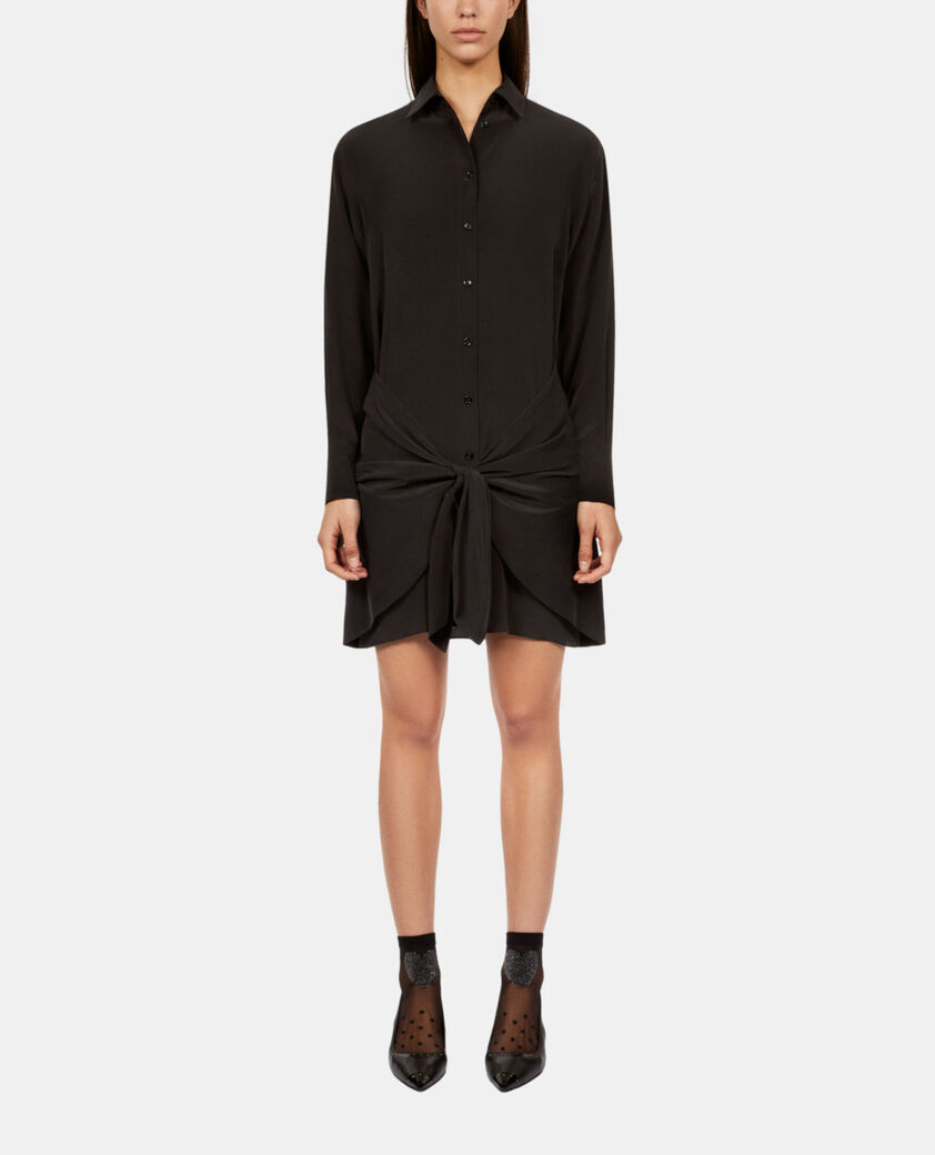 The Kooples WOMEN BLACK short black shirt dress with bow