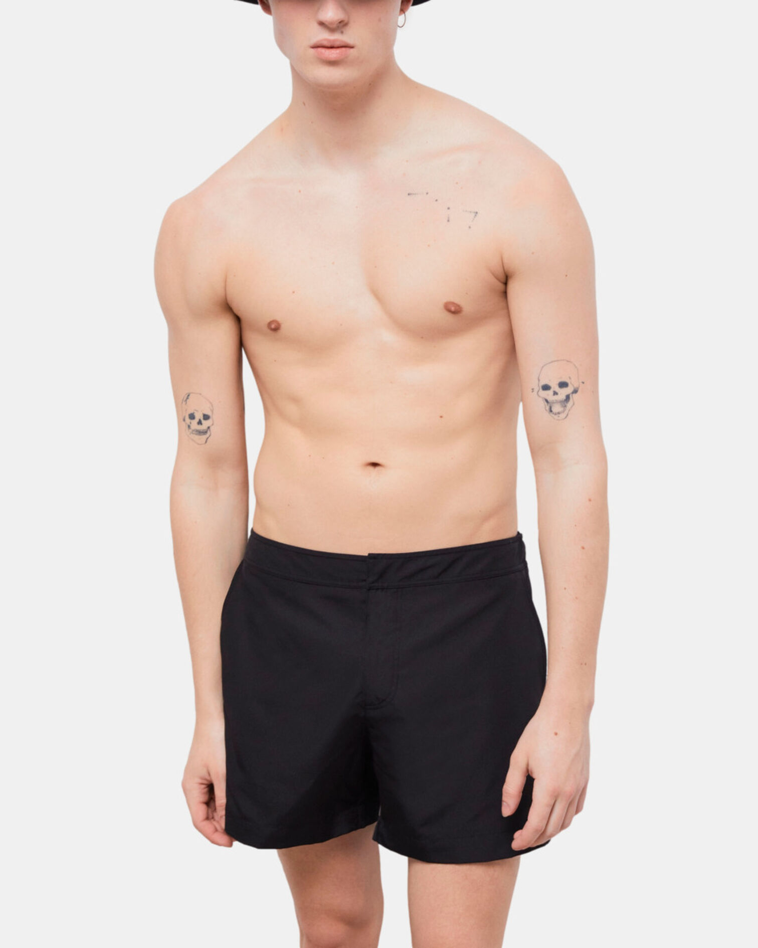 Schwarze Badeshorts mit Logo, BLACK, hi-res image number null