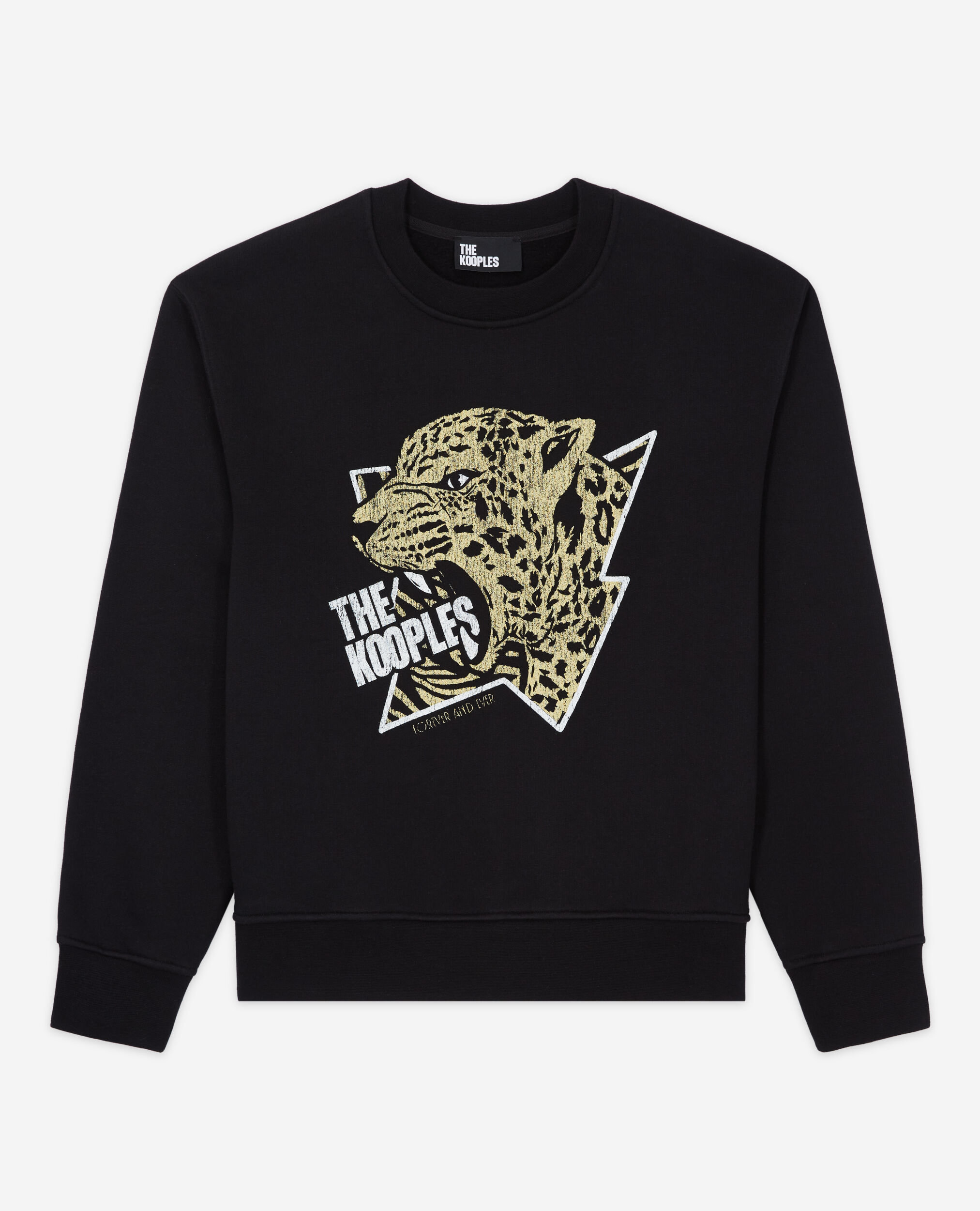 Black screen print sweatshirt an iconic piece from The Kooples women s ready to wear collection. Available now on our website