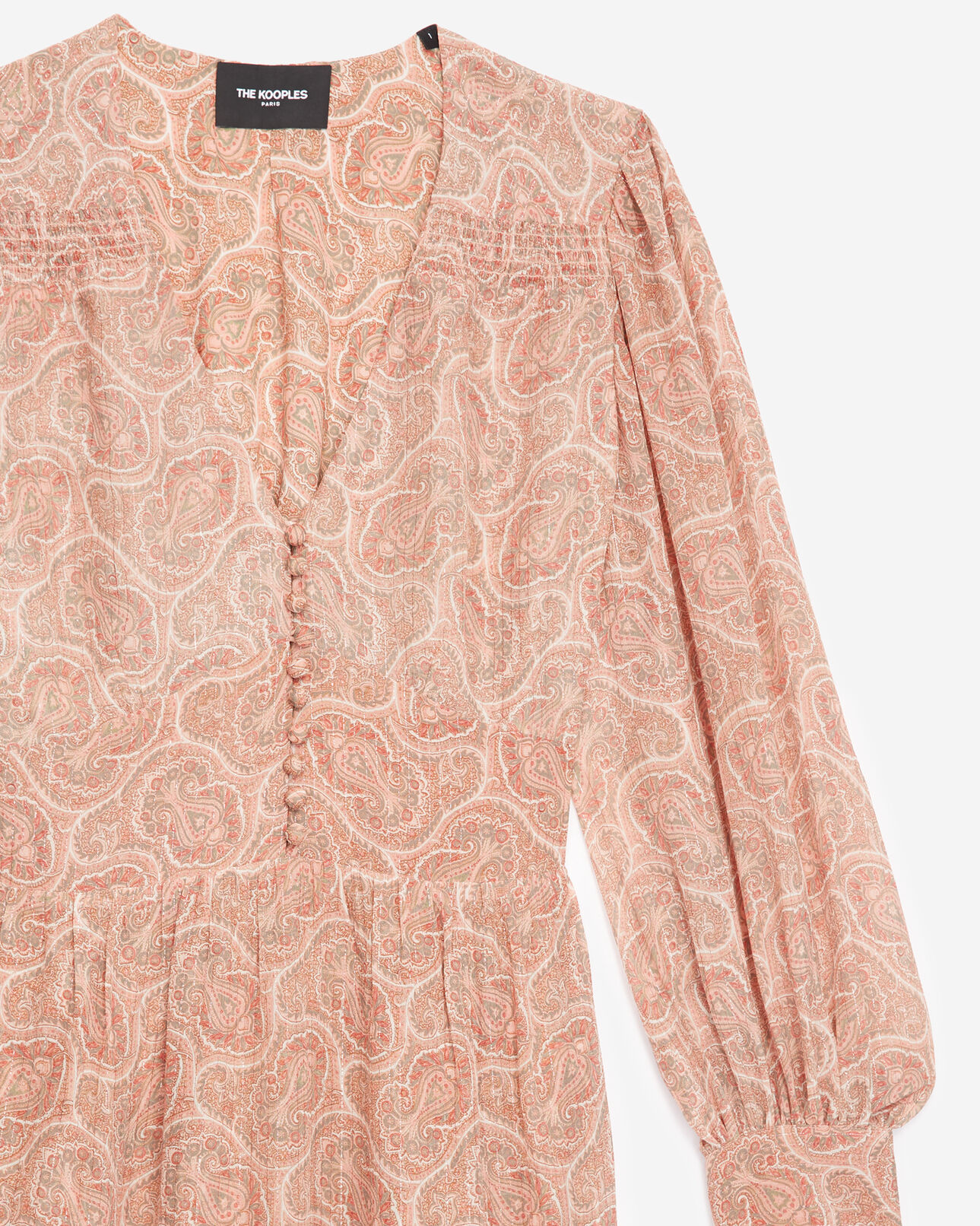 The Kooples WOMEN PINK long printed dress with pink paisley motif