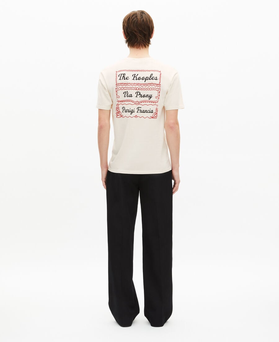 The Kooples HOMME LIGHT BEIGE t-shirt avec s&eacute;rigraphie via prony beige