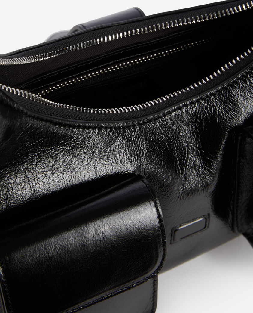 The Kooples FEMME BLACK sac amelia en cuir craquelé noir