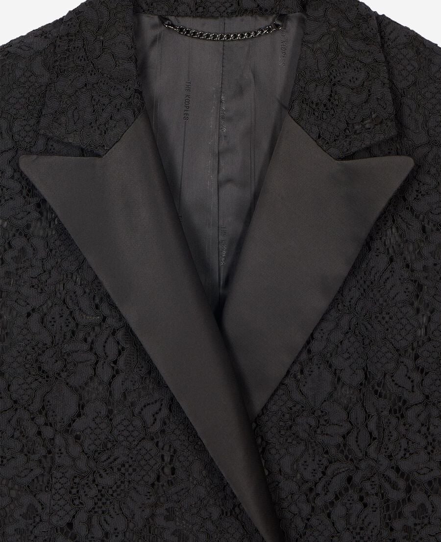 The Kooples DAMEN BLACK kost&uuml;mjacke aus schwarzer spitze