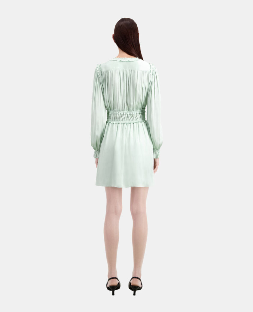 The Kooples WOMEN OCEAN short light green dress with shirring