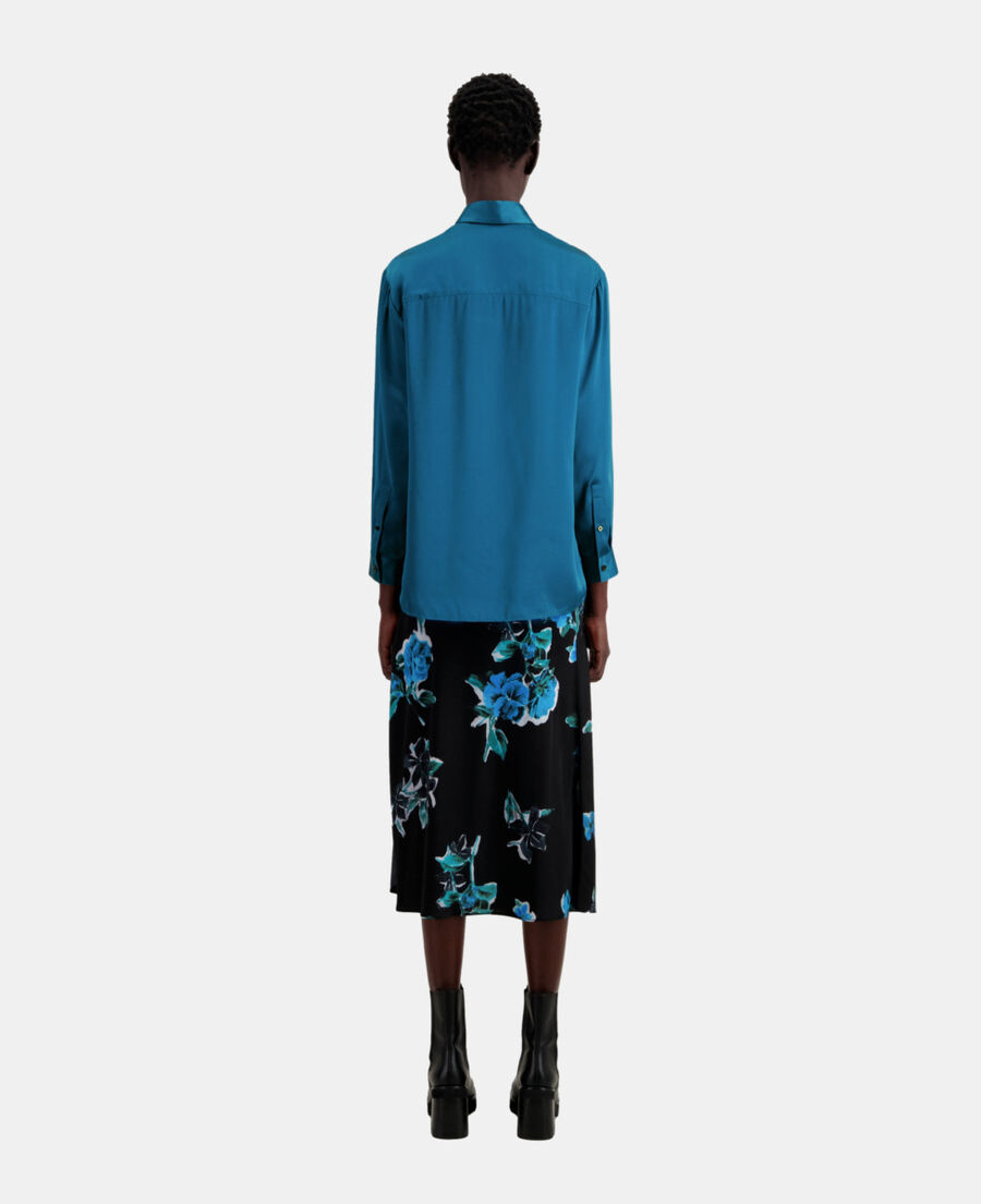 blue silk shirt