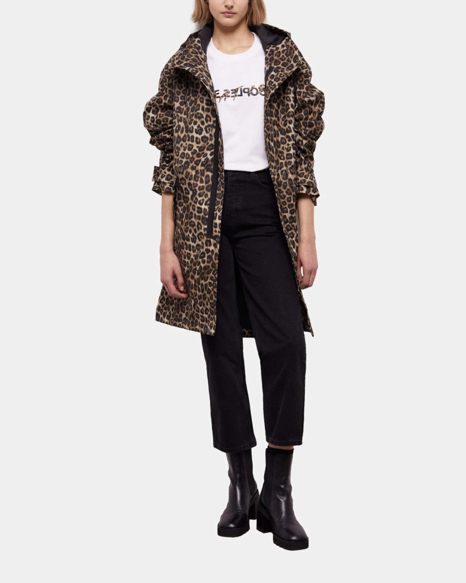 Long parka with leopard print hood, LEOPARD, hi-res image number null