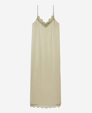 The Kooples MUJER KAKI GREY vestido lencero largo verde claro