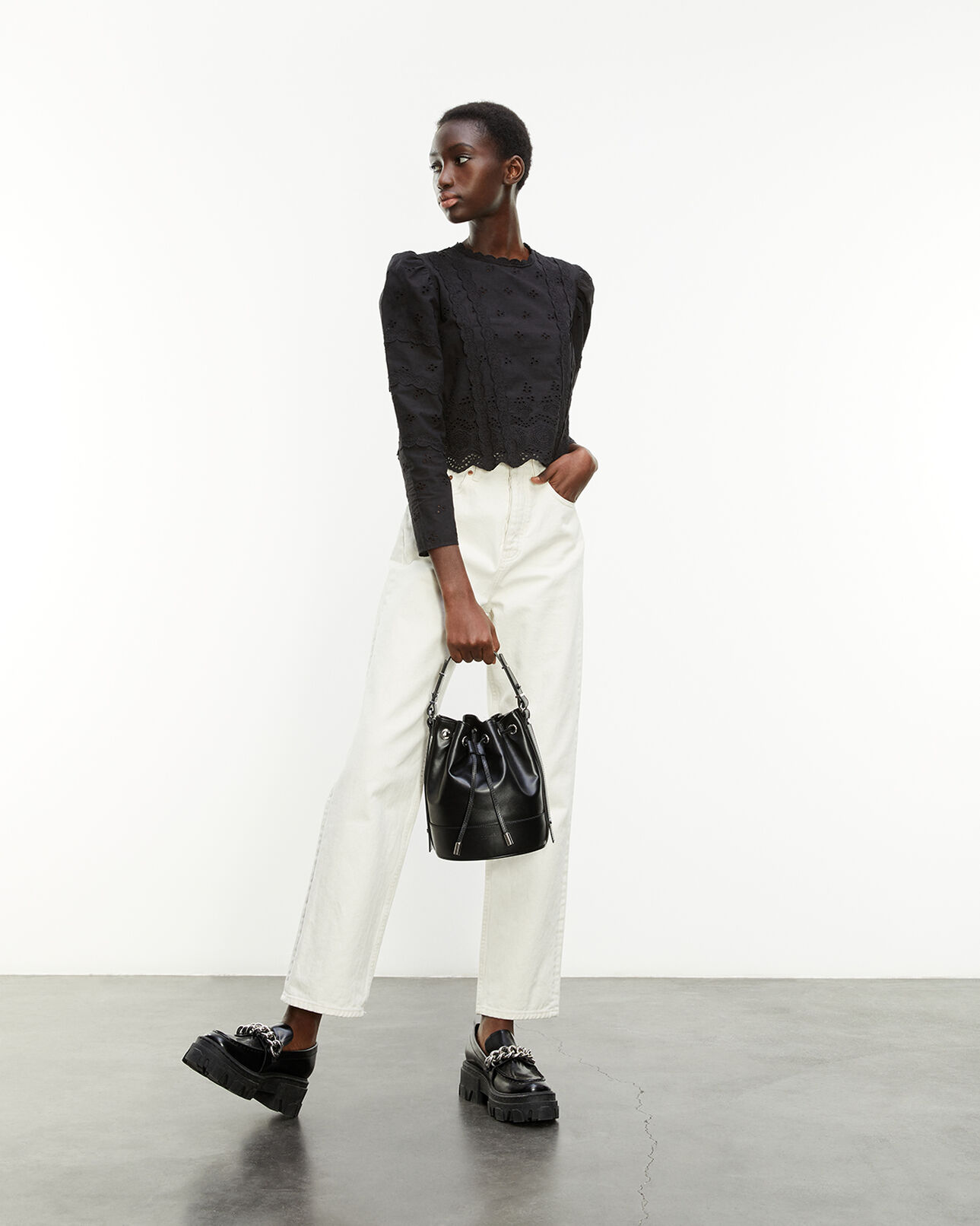 The Kooples WOMEN BLACK black top with long sleeves