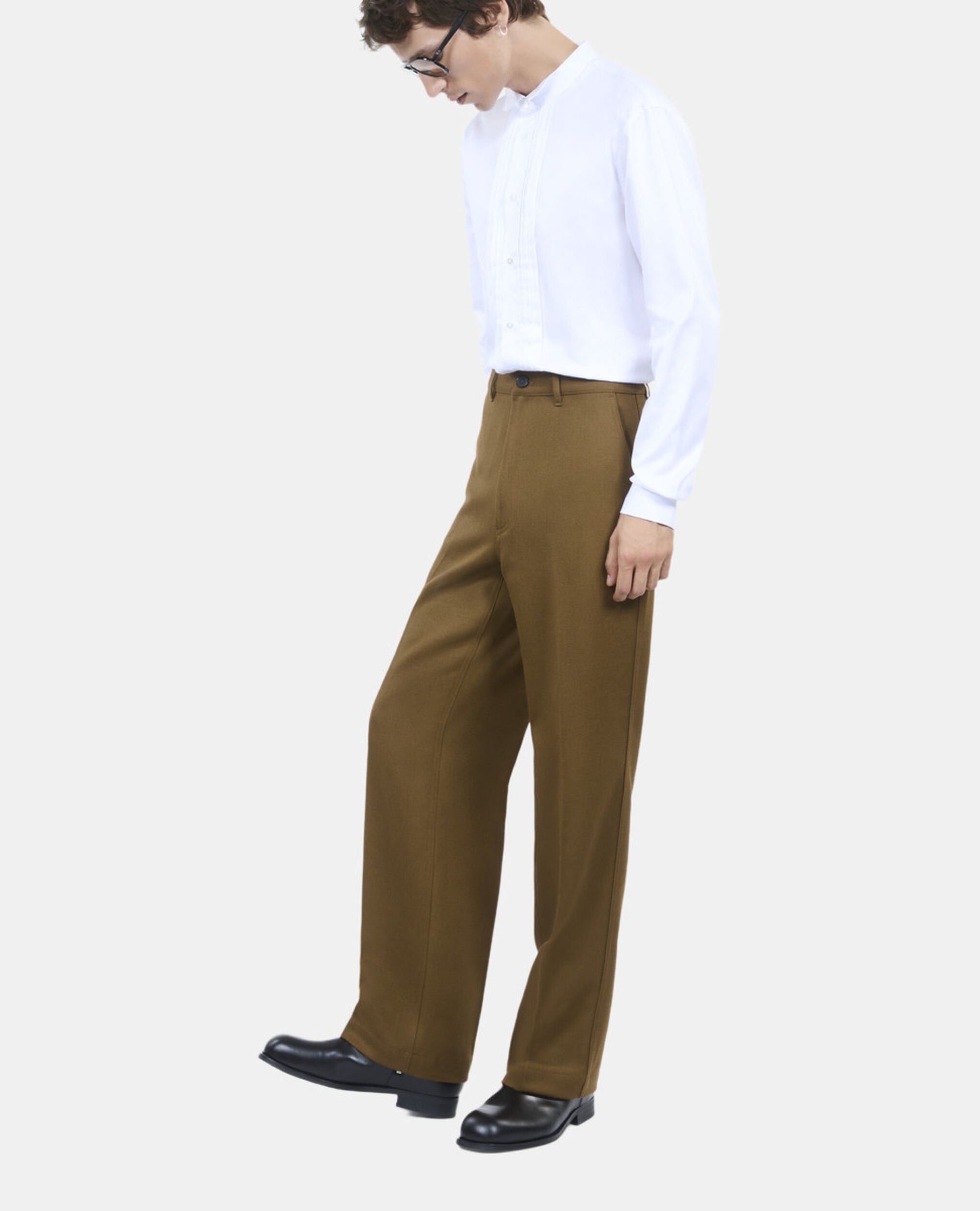 Khaki wool trousers, KAKI, hi-res image number null
