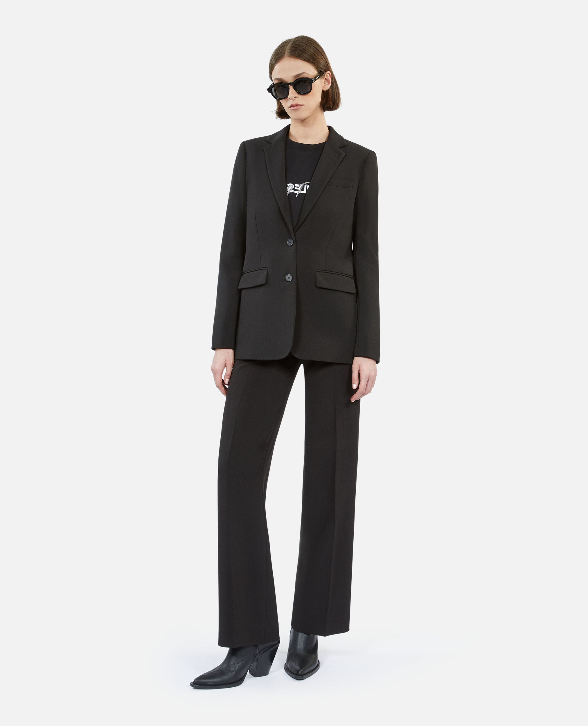 Black crêpe suit jacket, BLACK, hi-res image number null