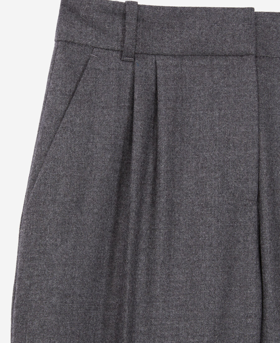 grey flannel trousers with pleats