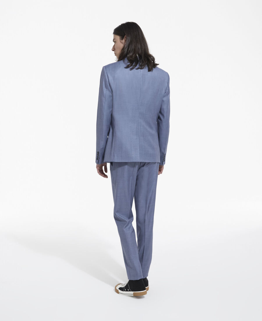formal sky blue jacket with three pockets