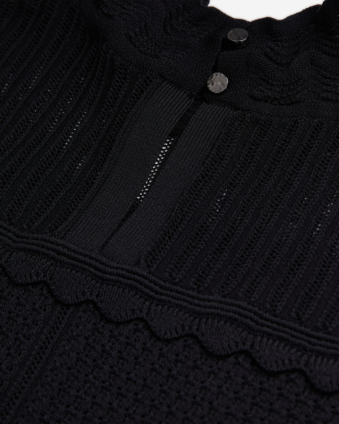 The Kooples WOMEN BLACK cropped black openwork knit sweater