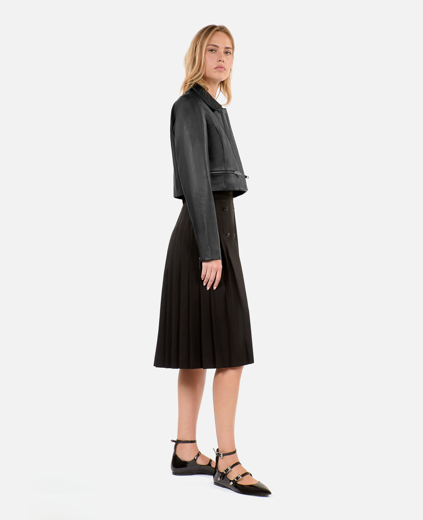 The Kooples WOMEN BLACK black leather jacket