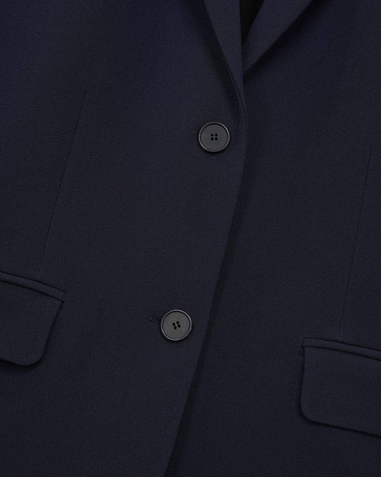 Navy blue structured crepe tailored jacket , DARK NAVY, hi-res image number null