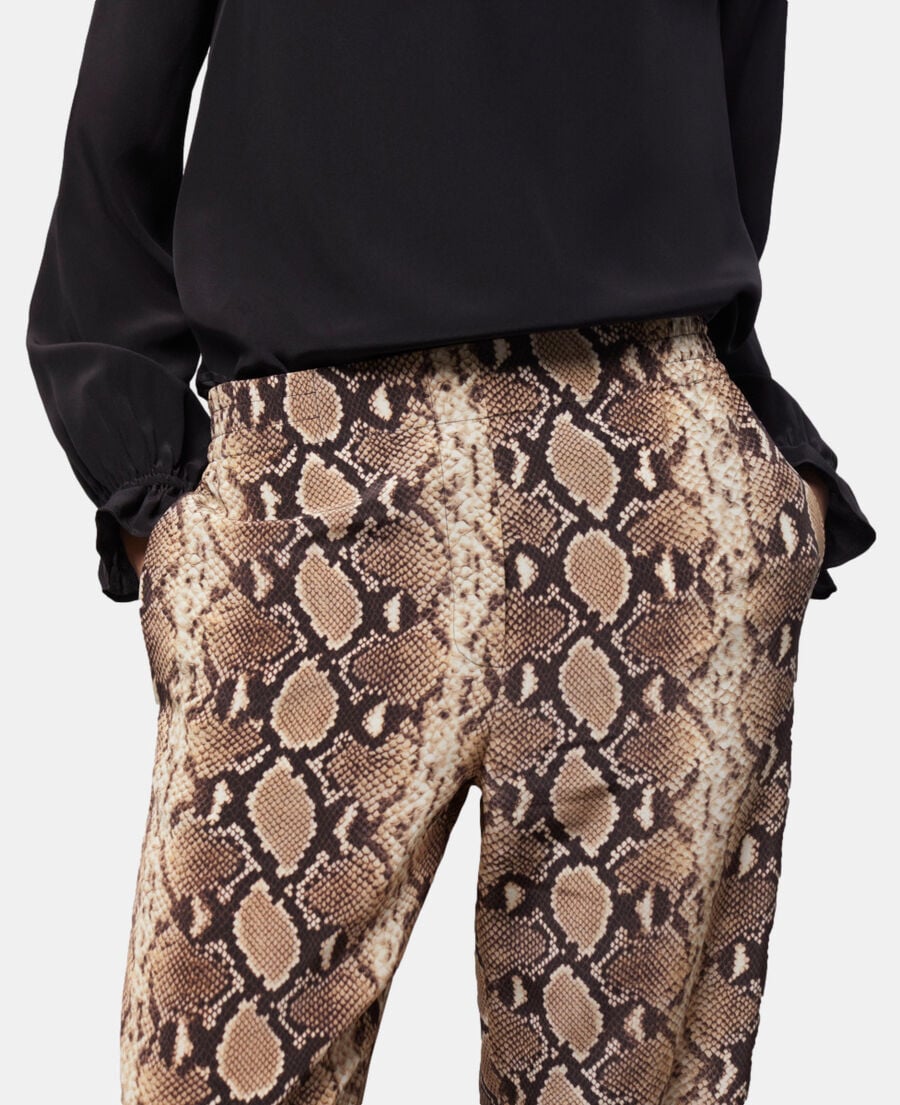 The Kooples WOMEN BEIGE snakeskin print pants