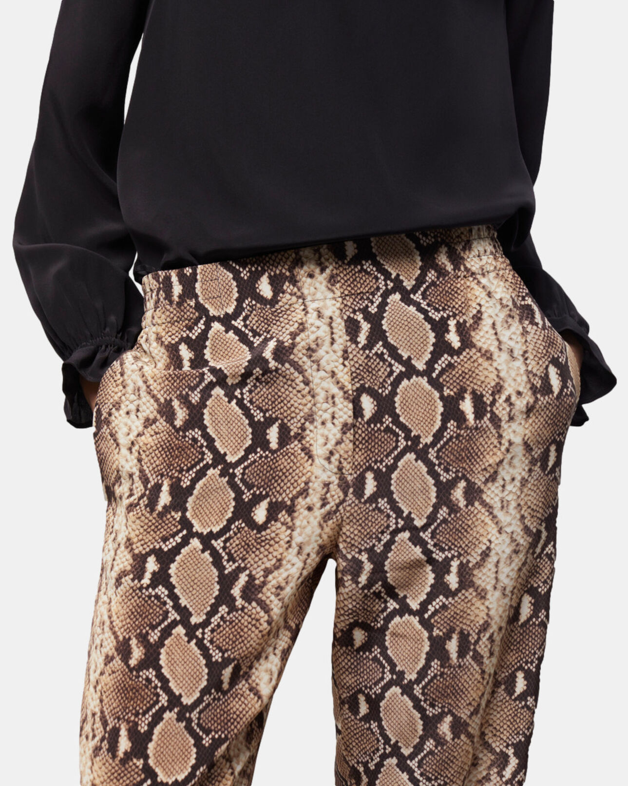The Kooples WOMEN BEIGE snakeskin print pants