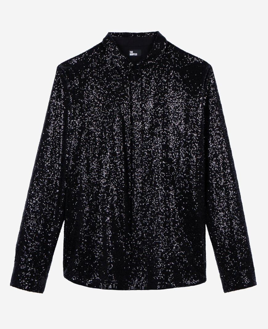 The Kooples HOMME BLACK chemise à sequins noire
