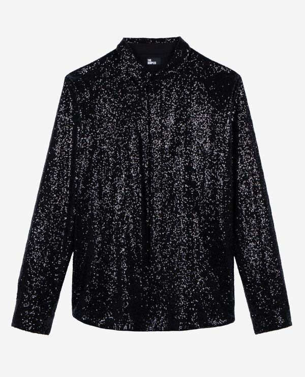 The Kooples HOMME BLACK chemise à sequins noire