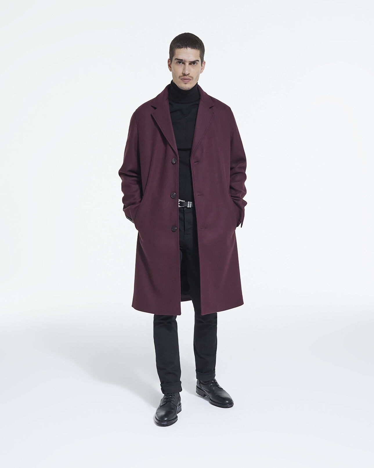 The Kooples MEN BURGUNDY burgundy wool coat