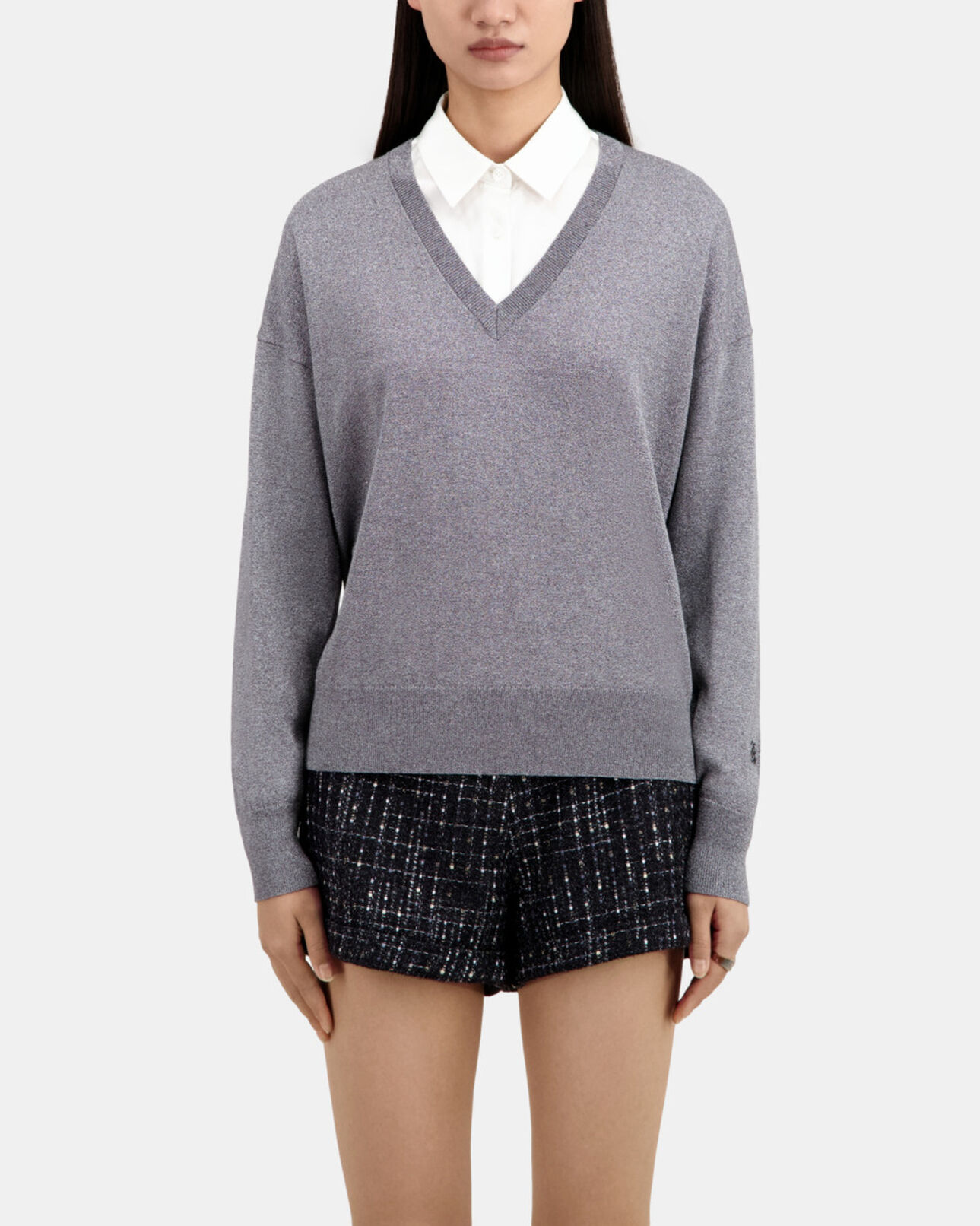 The Kooples WOMEN GRIS / SILVER grey glitter effect sweater