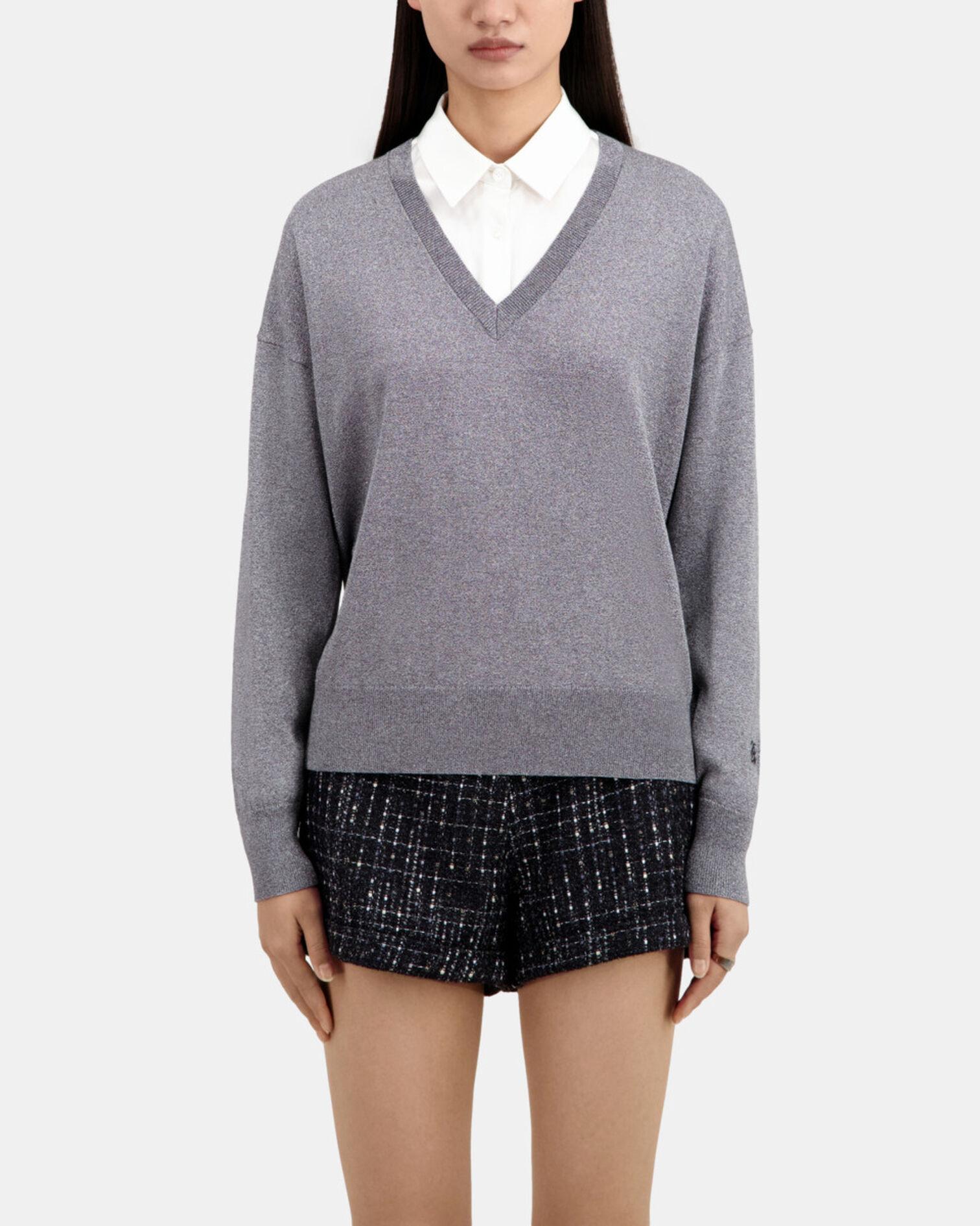 Grey glitter effect sweater, GRIS / SILVER, hi-res image number null