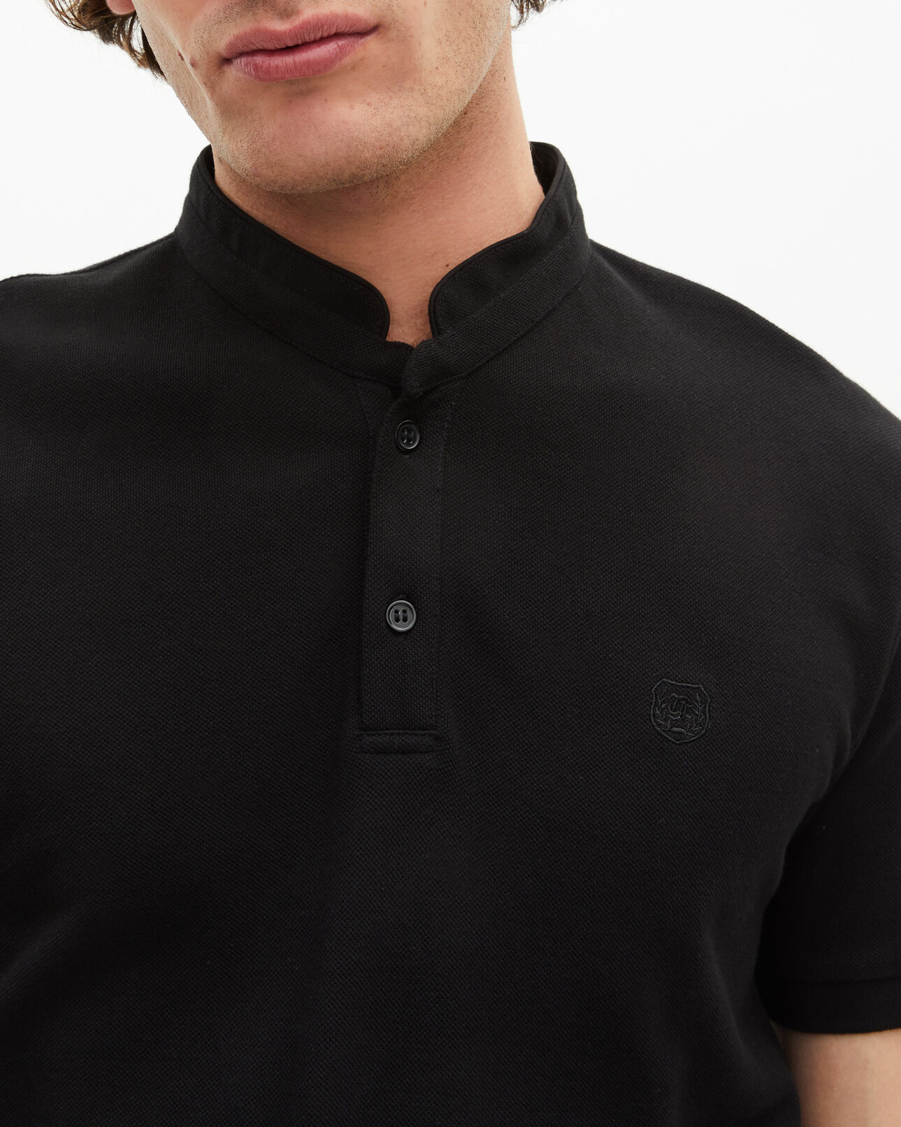 The Kooples MEN BLACK black pique cotton polo t-shirt