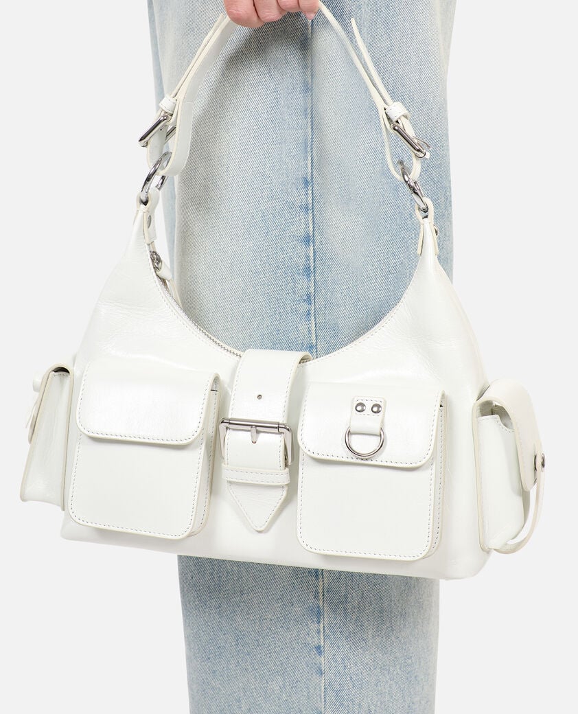 The Kooples WOMEN WHITE white vintage treatment leather amelia bag