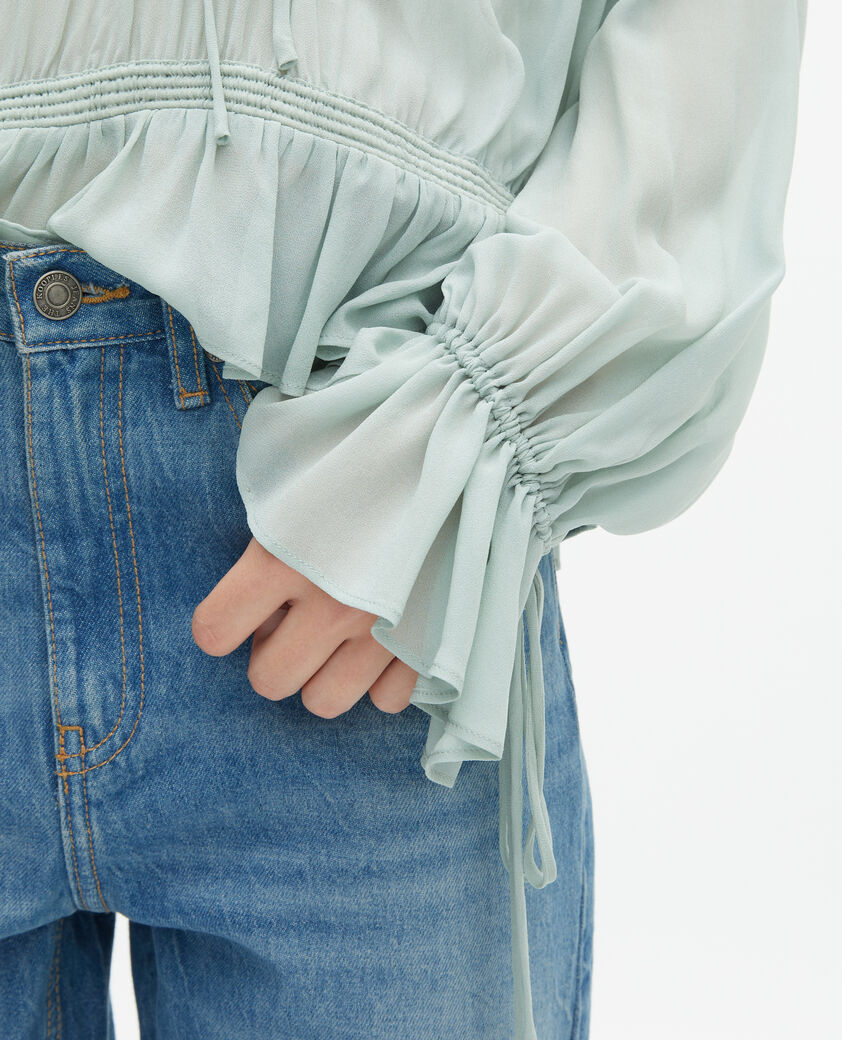 The Kooples DAMEN BLUE/GREEN blaue bluse mit rüschen