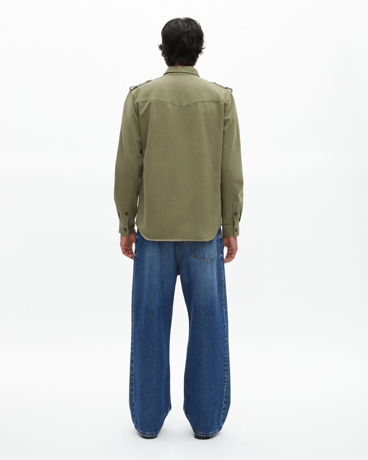 The Kooples MEN OLIVE NIGHT khaki officer style overshirt
