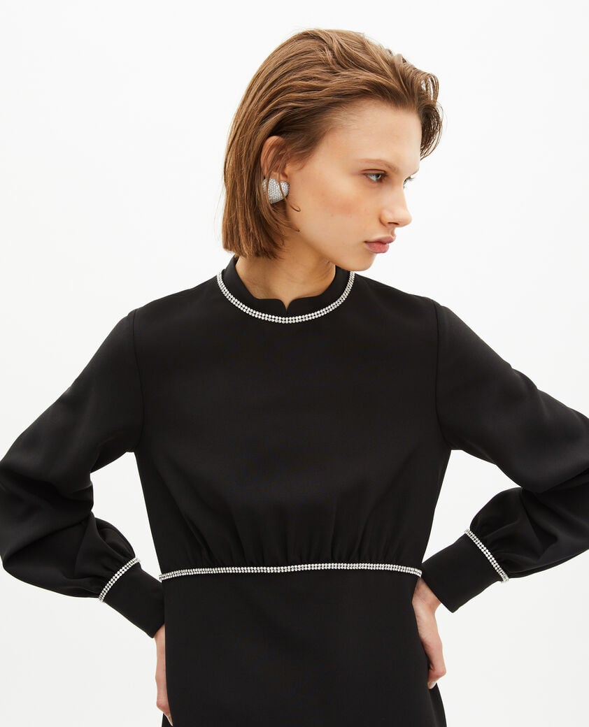 The Kooples FEMME BLACK robe courte avec détails de strass noire