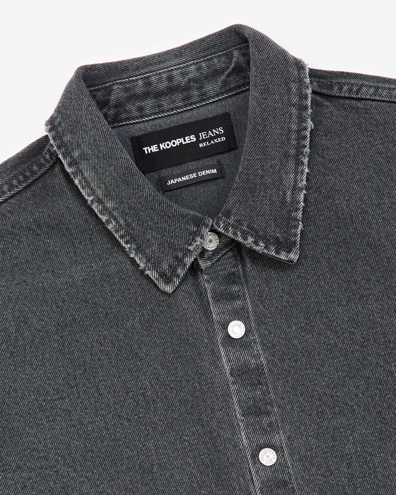 The Kooples HERREN BLACK WASHED jeanshemd schwarz verwaschen geknöpft