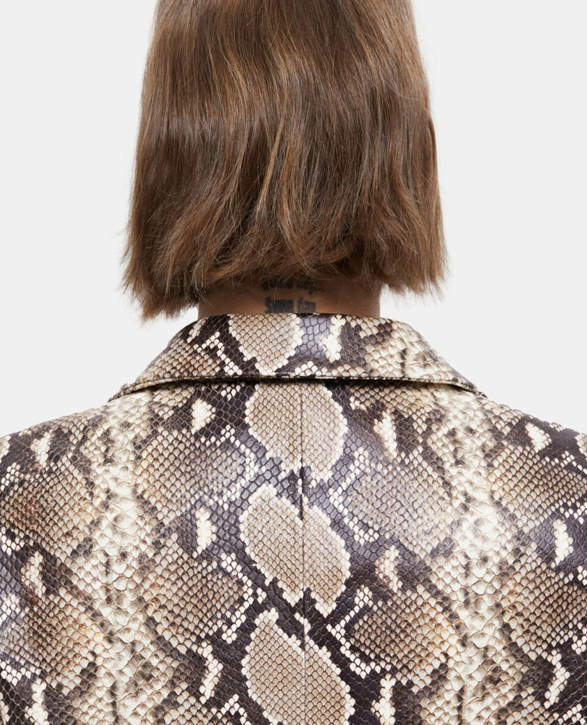 The Kooples WOMEN PYTHON BEIGE snakeskin-effect leather jacket