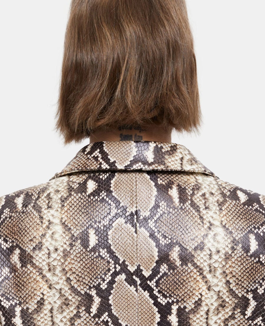 The Kooples WOMEN PYTHON BEIGE snakeskin-effect leather jacket