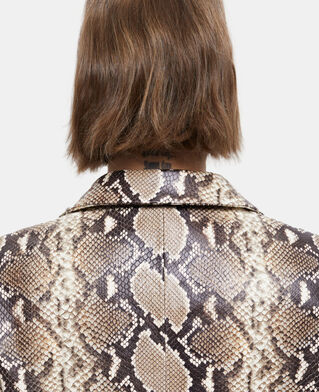 The Kooples WOMEN PYTHON BEIGE snakeskin-effect leather jacket