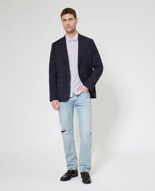 The Kooples MEN BLACK WHITE black striped collared shirt