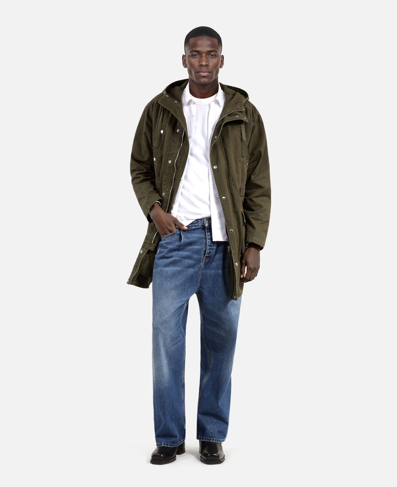 The Kooples HOMME KAKI parka à capuche kaki