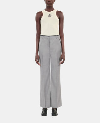 The Kooples F BEIGE MELANGE straight-legged tailored pants in taupe wool