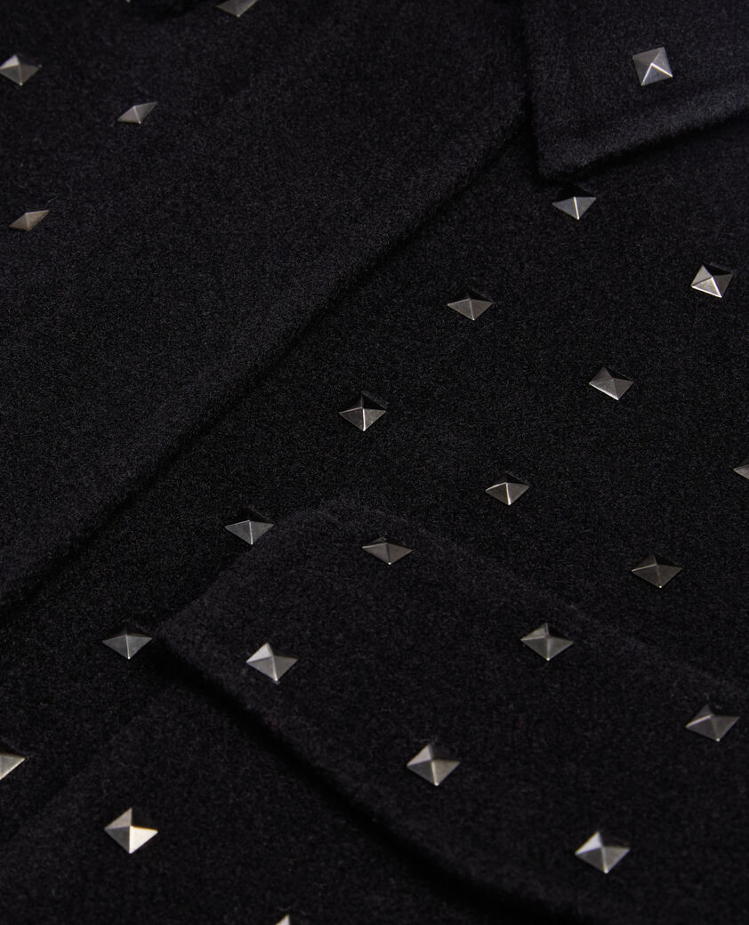 The Kooples WOMEN BLACK black wool-blend overshirt-style jacket with studs