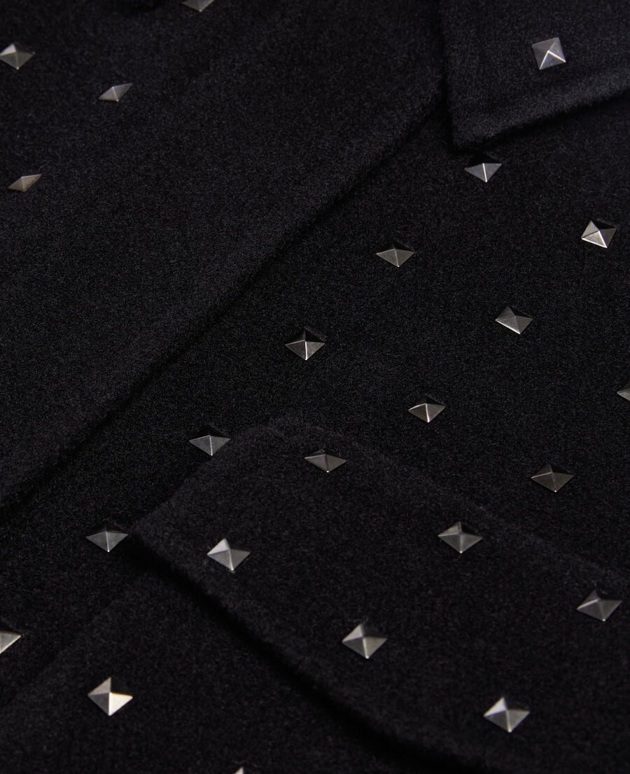 The Kooples WOMEN BLACK black wool-blend overshirt-style jacket with studs