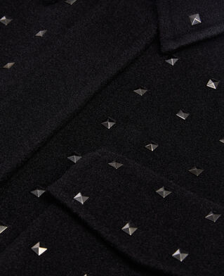 The Kooples WOMEN BLACK black wool-blend overshirt-style jacket with studs