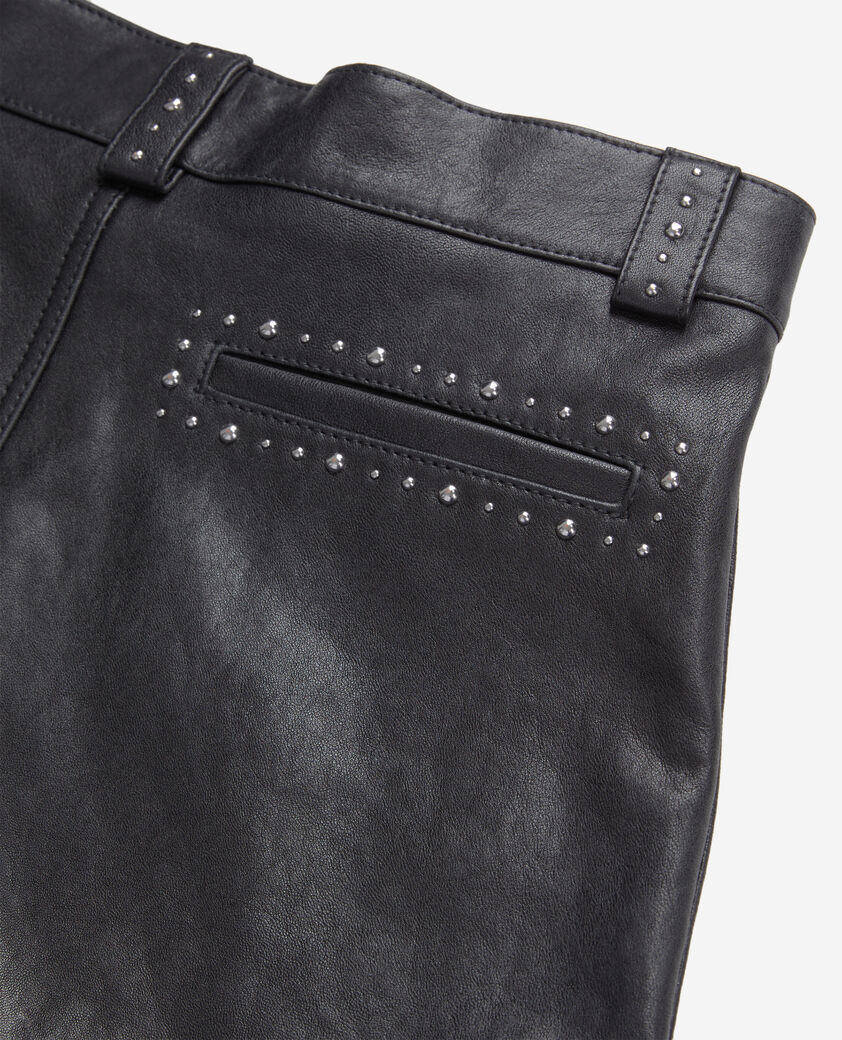 The Kooples FEMME BLACK short en cuir avec clous