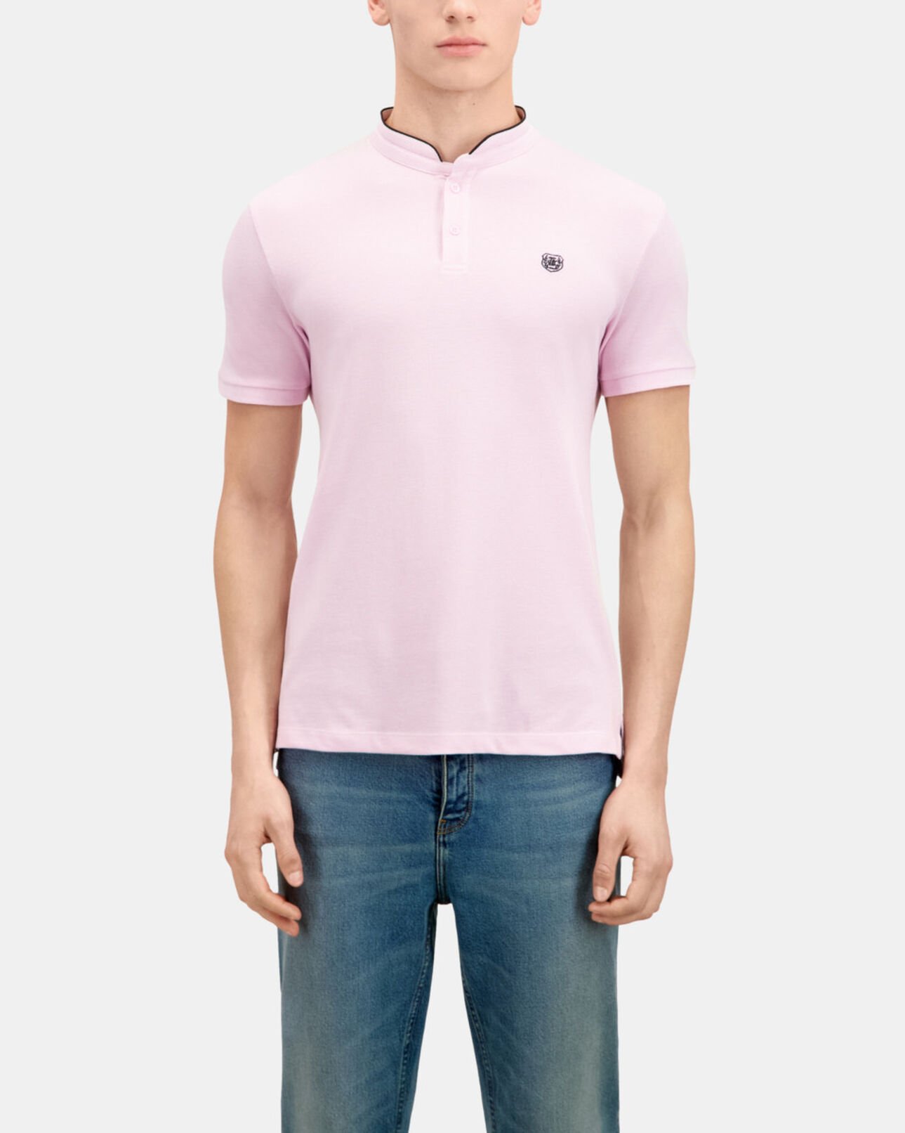 The Kooples HOMME PALE PINK polo rose en coton