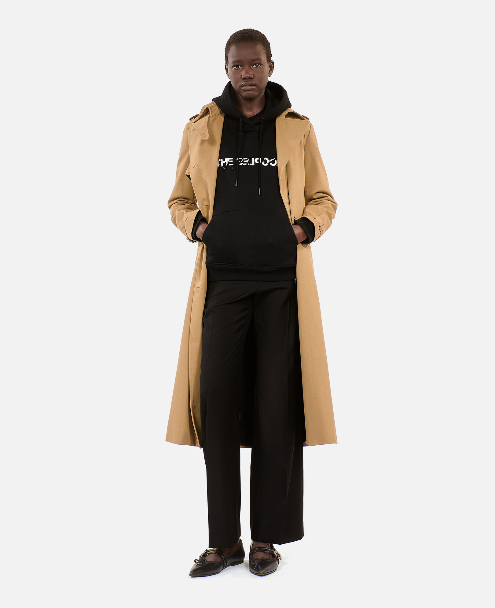 The Kooples DAMEN BLACK schwarzes kapuzensweatshirt „what is“