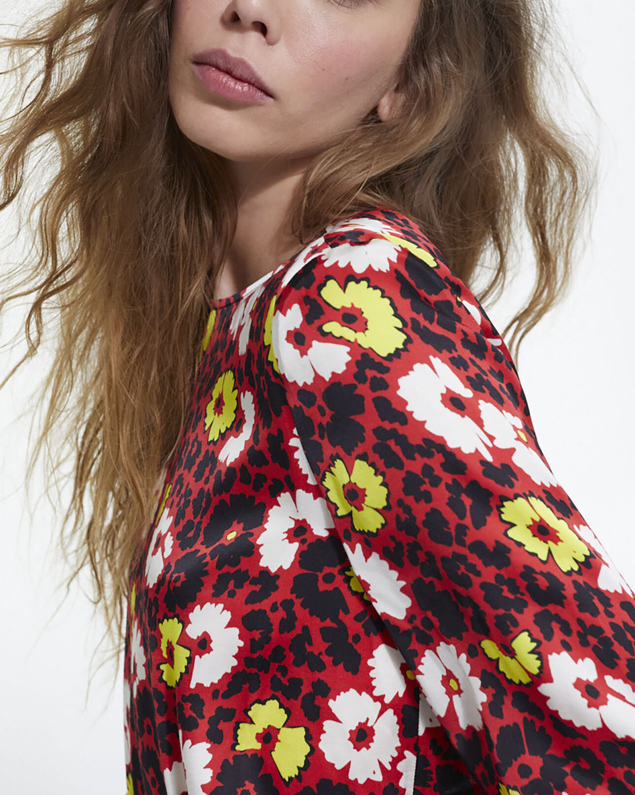 The Kooples FEMME RED / YELLOW robe longue imprimé fleuri