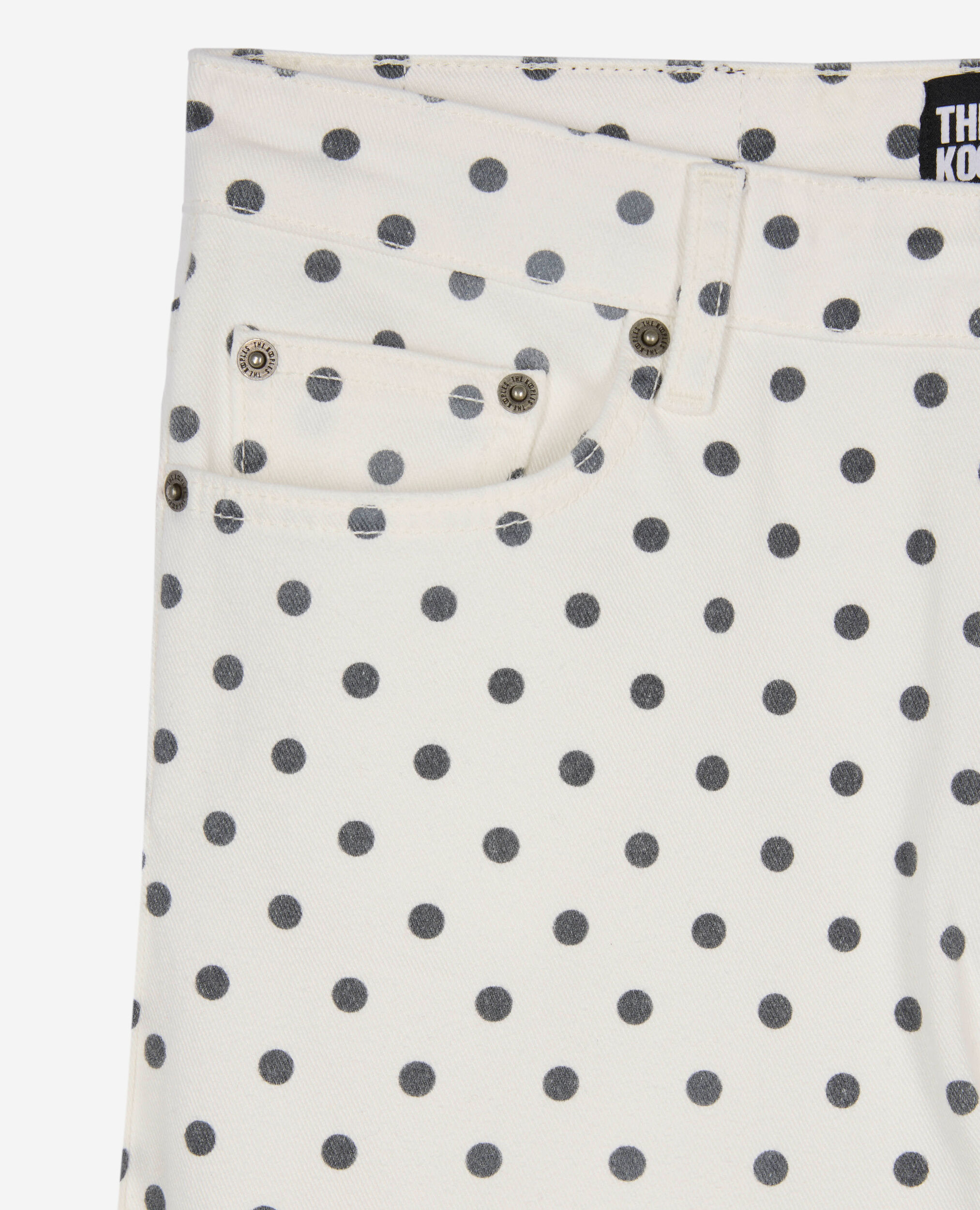 Beige gepunktete Slim-Jeans, BEIGE GREY, hi-res image number null